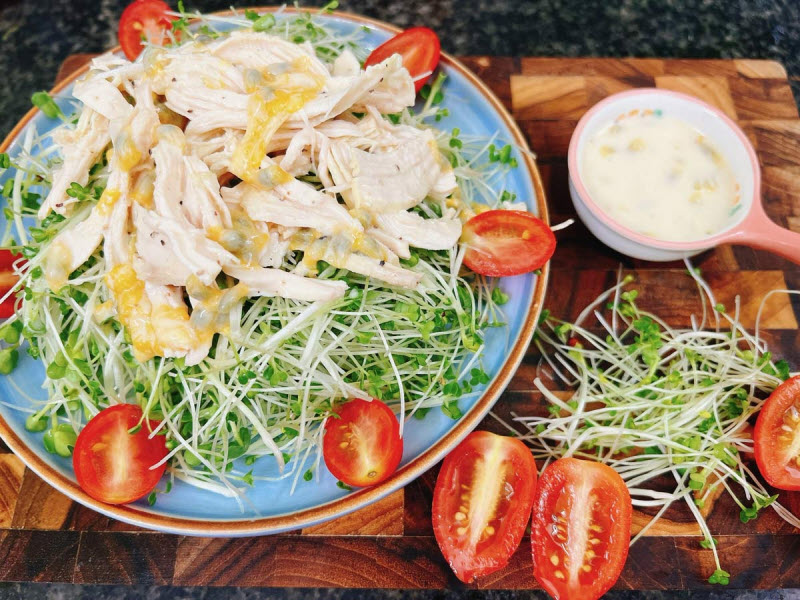 cách làm salad rau mầm trộn mayonnaise không béo