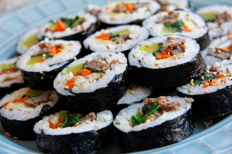 nguyên liệu làm cơm cuộn rong biển