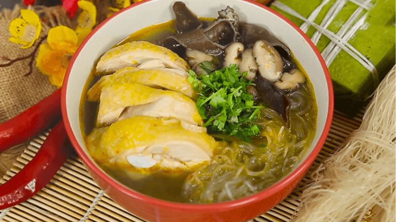 Cách nấu miến gà nấm hương mộc nhĩ