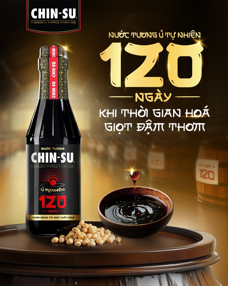 Chắt chiu tinh túy suốt 120 ngày ủ tự nhiên, nước tương CHIN-SU giúp bạn chăm chút từng món ngon cho cả gia đình. Chắt chiu tinh túy suốt 120 ngày ủ tự nhiên, nước tương CHIN-SU giúp bạn chăm chút từng món ngon cho cả gia đình.
