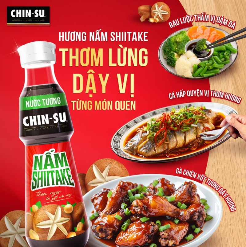 Nước tương CHIN-SU Nấm Shiitake: Bí quyết cho món chay bùng vị thơm ngon. Nước tương CHIN-SU Nấm Shiitake: Bí quyết cho món sườn non khìa nước tương chay