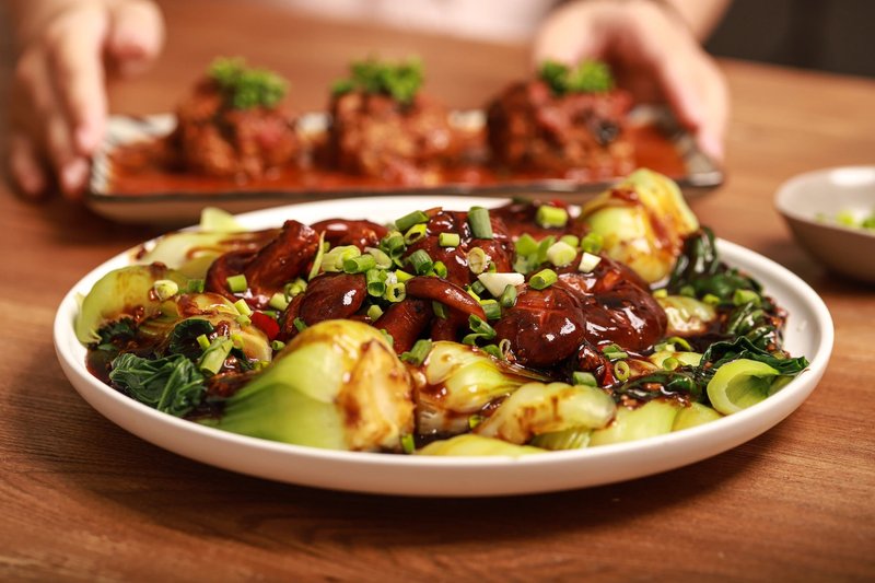 cải chíp xào nấm xì dầu