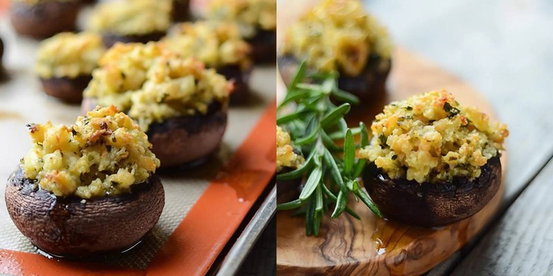  nấm nhồi tôm, vụn bánh mì cùng mayonnaise